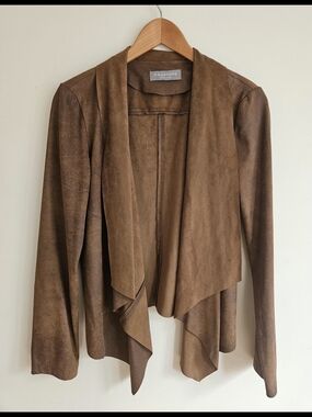 bagatelle Brown Suede Draped Open Jacket